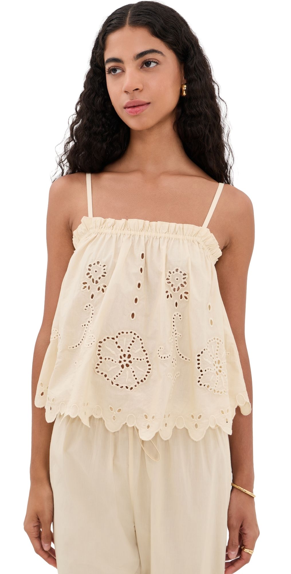 Apiece Apart Embroidered Cami Top Ecru XL