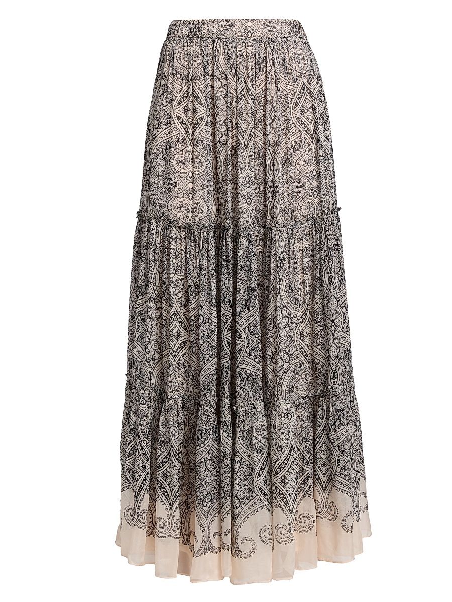 Women's Chavi Tiered Maxi Skirt - Eggshell - Size Medium