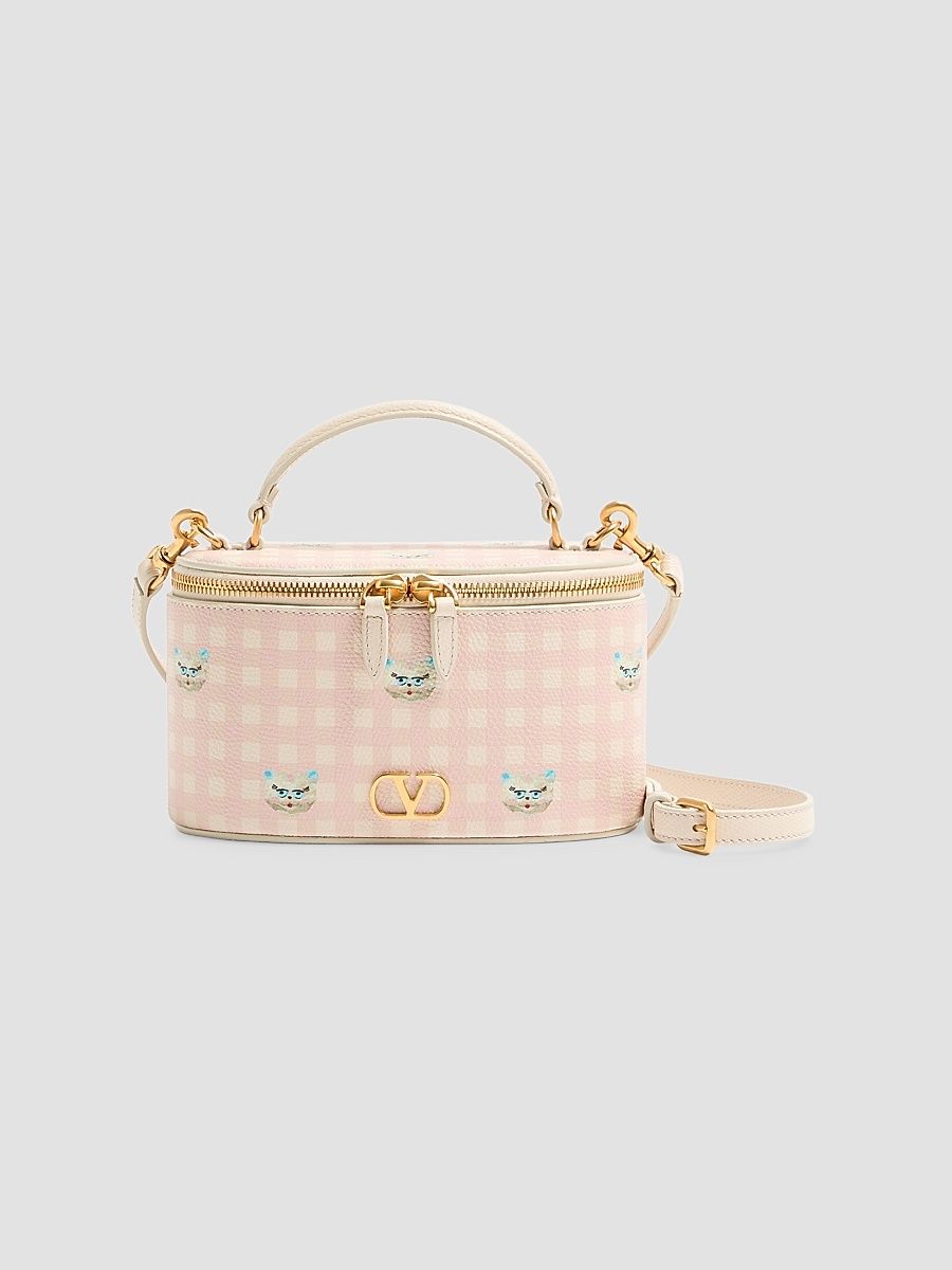 Women's Vanity Bag in Le Chat De La Maison Grainy Calfskin - Pink Ivory