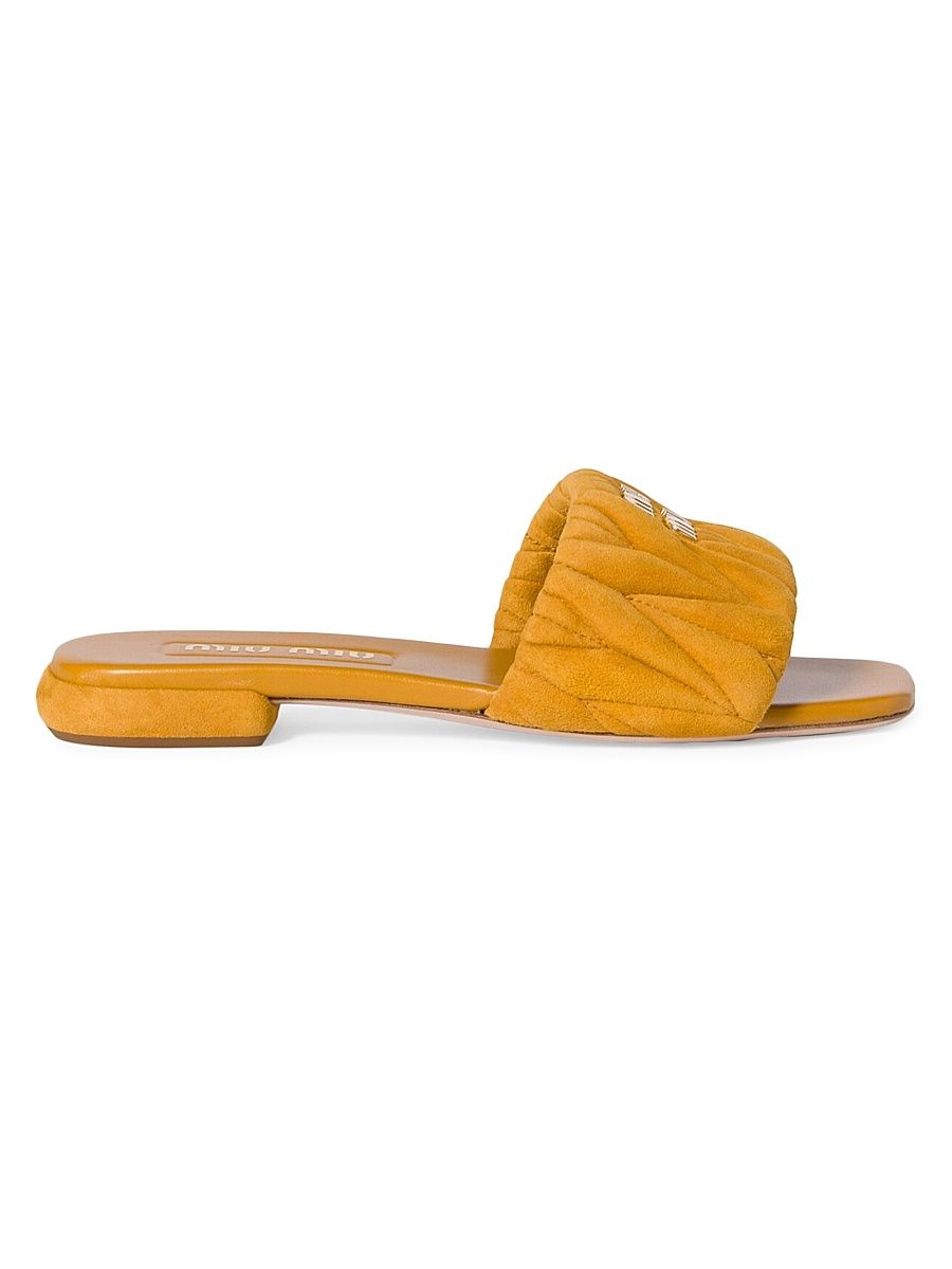 Women's Matelassé Suede Slides - Orange - Size 8
