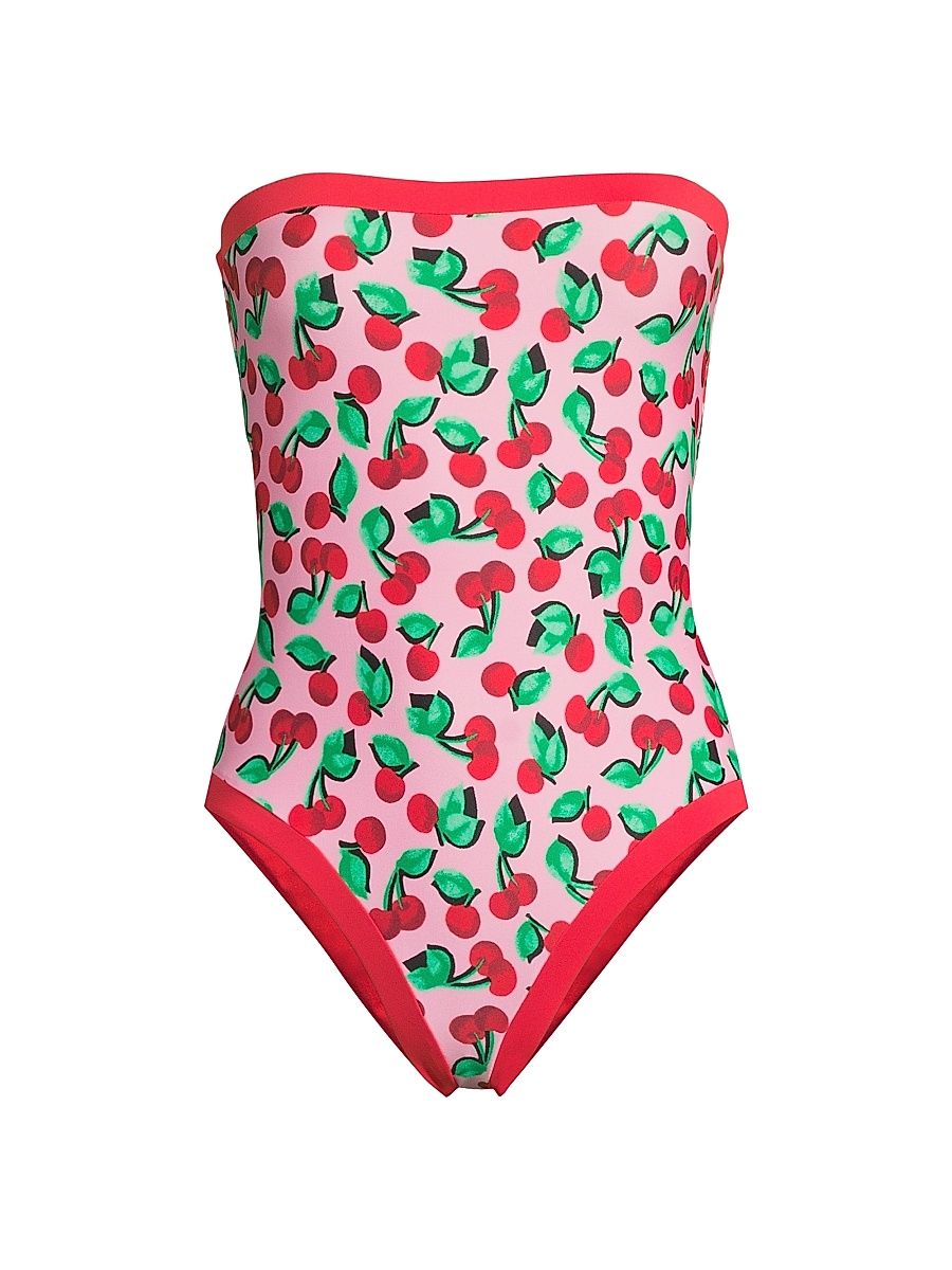 Women's Amber Cherry-Printed One-Piece Swimsuit - Mon Cheri - Size XL
