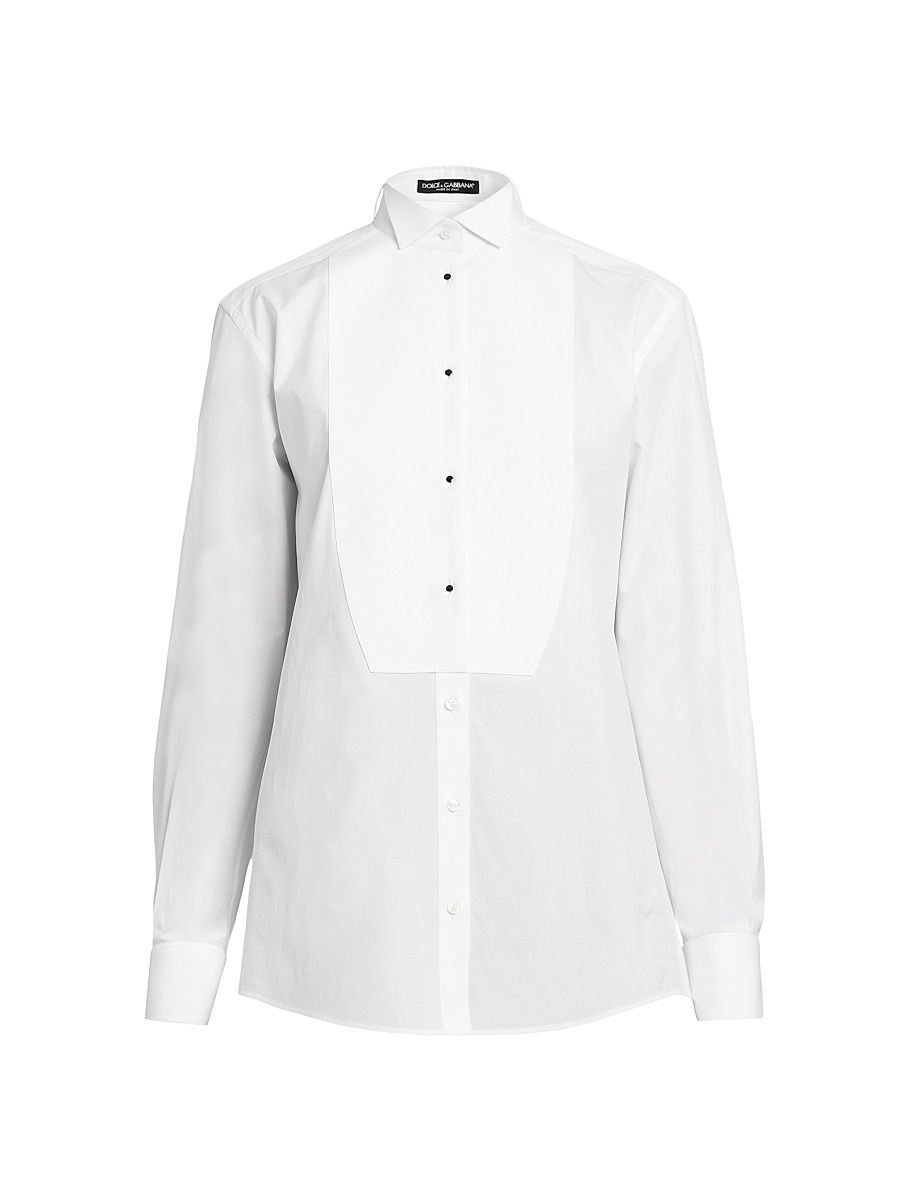 Women's Poplin Tuxedo Blouse - Bianco Ottico - Size 8