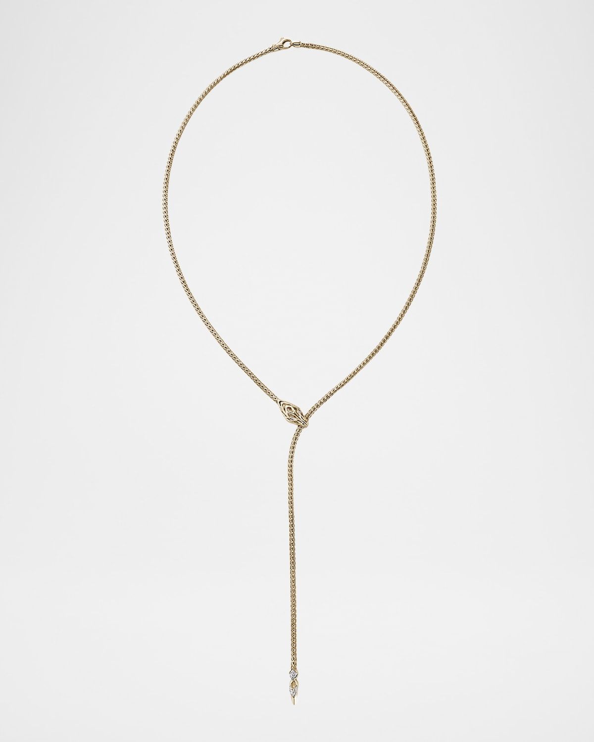 Naga 14K Yellow Gold Lariat Necklace with Diamonds, 2.5mm