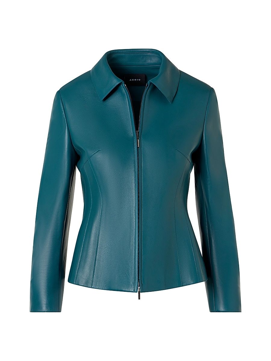 Women's Hecate Leather Zip Jacket - Ottanio - Size 16