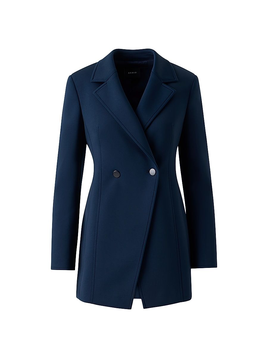 Women's Duska Neoprene Double-Breasted Jacket - Denim Blue - Size 4