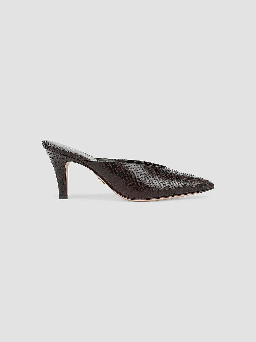 Women's Rochelle 75MM Snake-Embossed Leather Mules - Espresso - Size 5