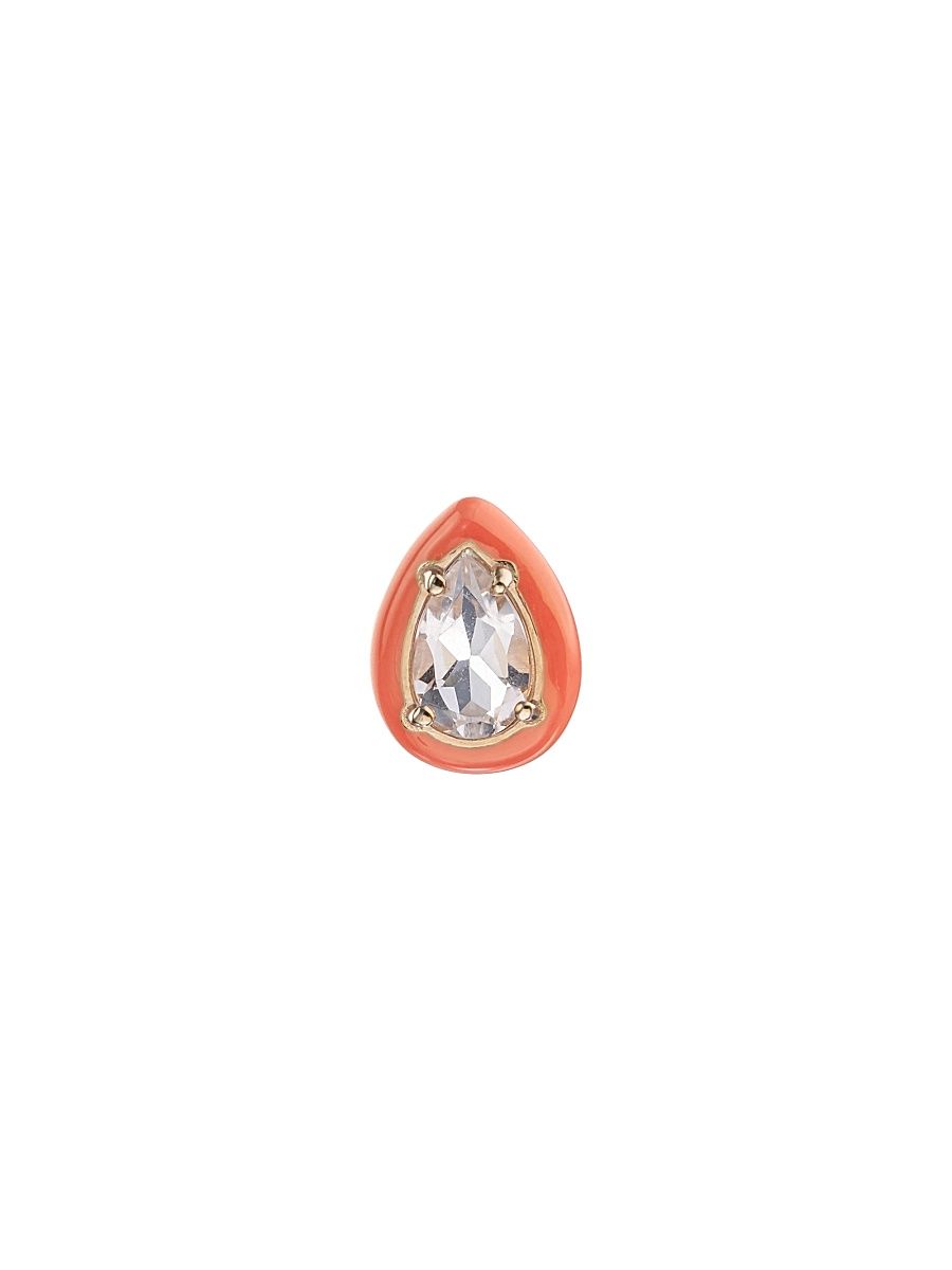 Women's Gumdrop Goldtone, Enamel & Rock Crystal Stud Earring - Orange
