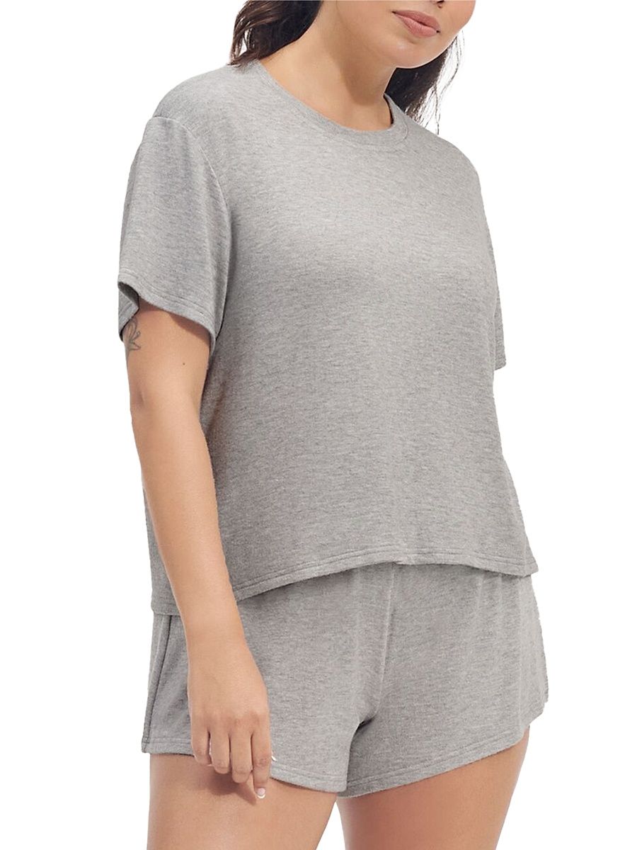Women's Aniyah Two-Piece Short Set - Grey Heather - Size XS