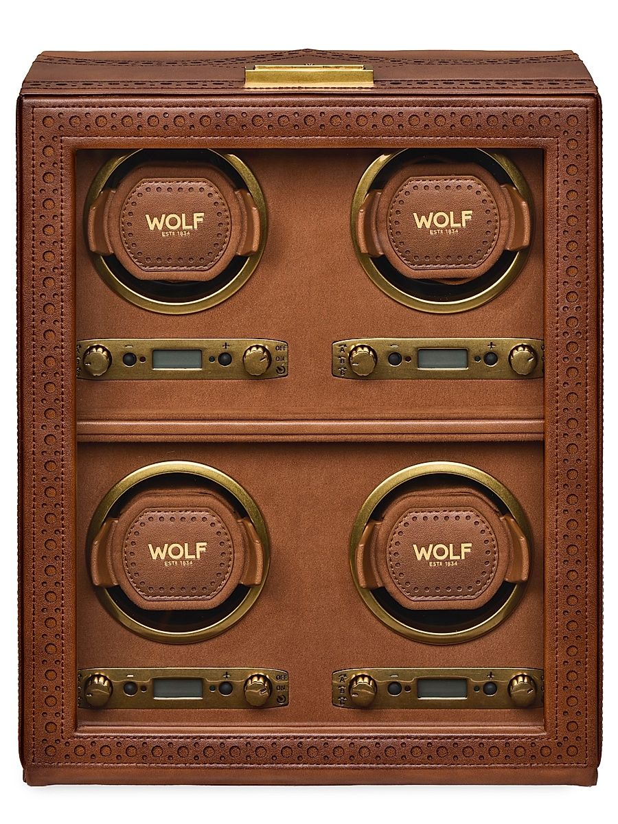 Brogue 4-Piece Watch Winder - Burnished Brown
