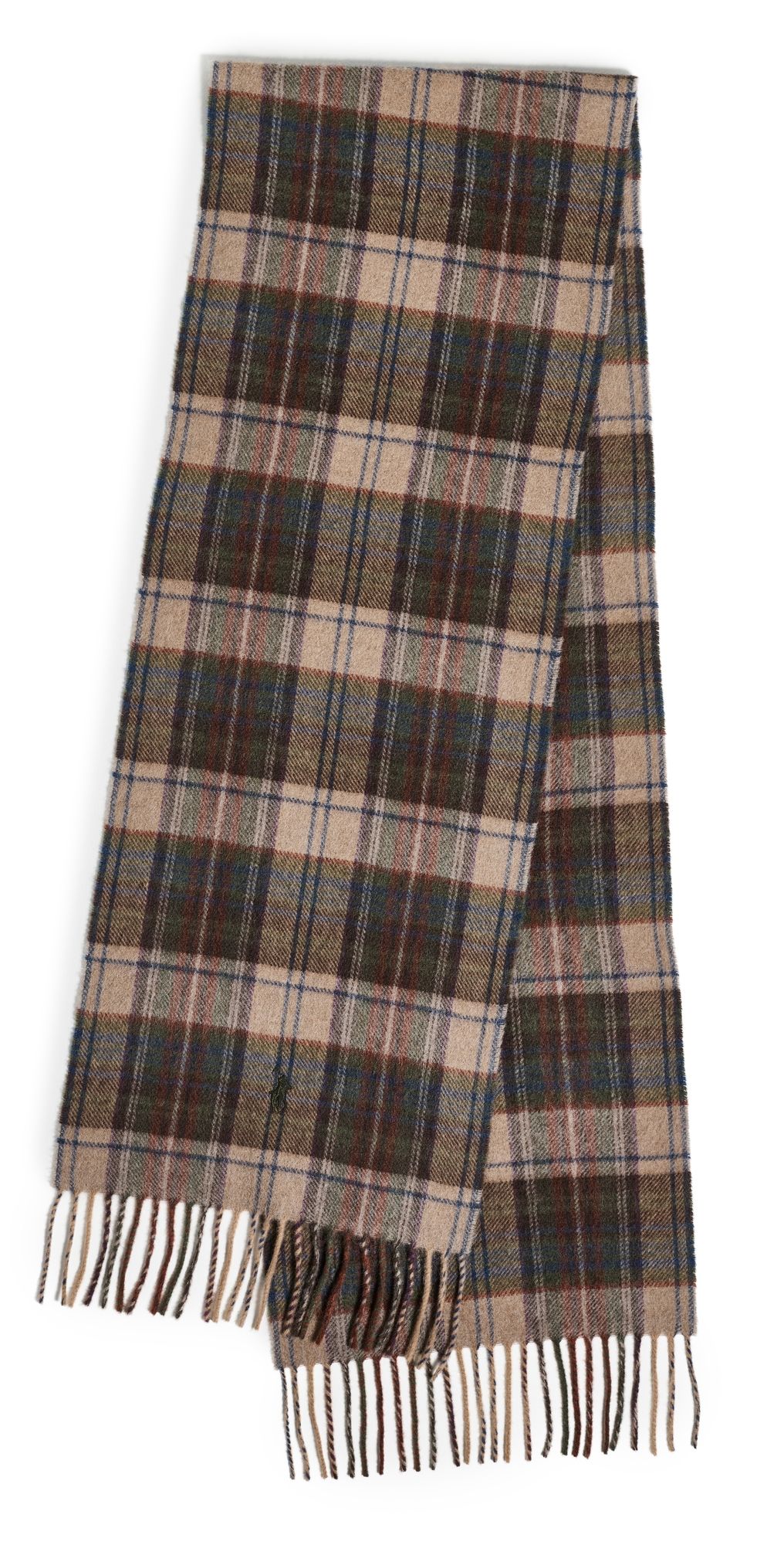 Polo Ralph Lauren Cashmere Blend Plaid Scarf Camel Multi One Size