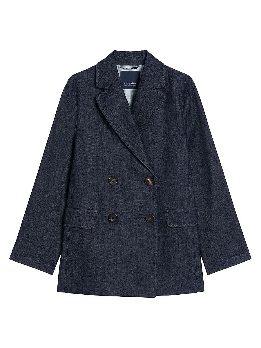 Women's Double Breasted Denim Blazer - Ultramarine - Size 16