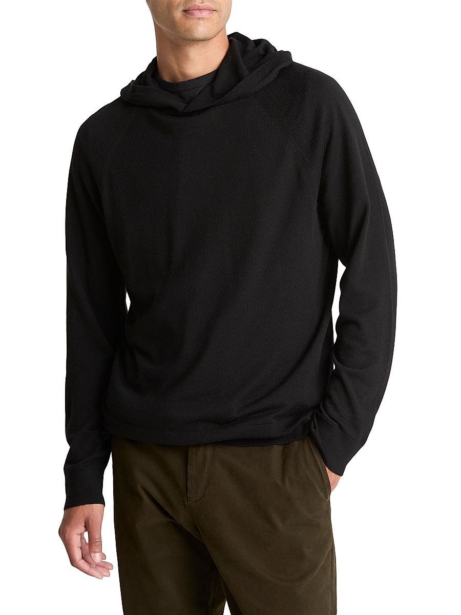 Men's Wool-Cashmere Relaxed-Fit Hoodie - Black - Size XL