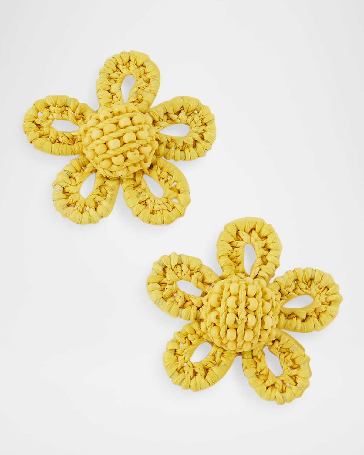 Small Woven Raffia Flower Earrings