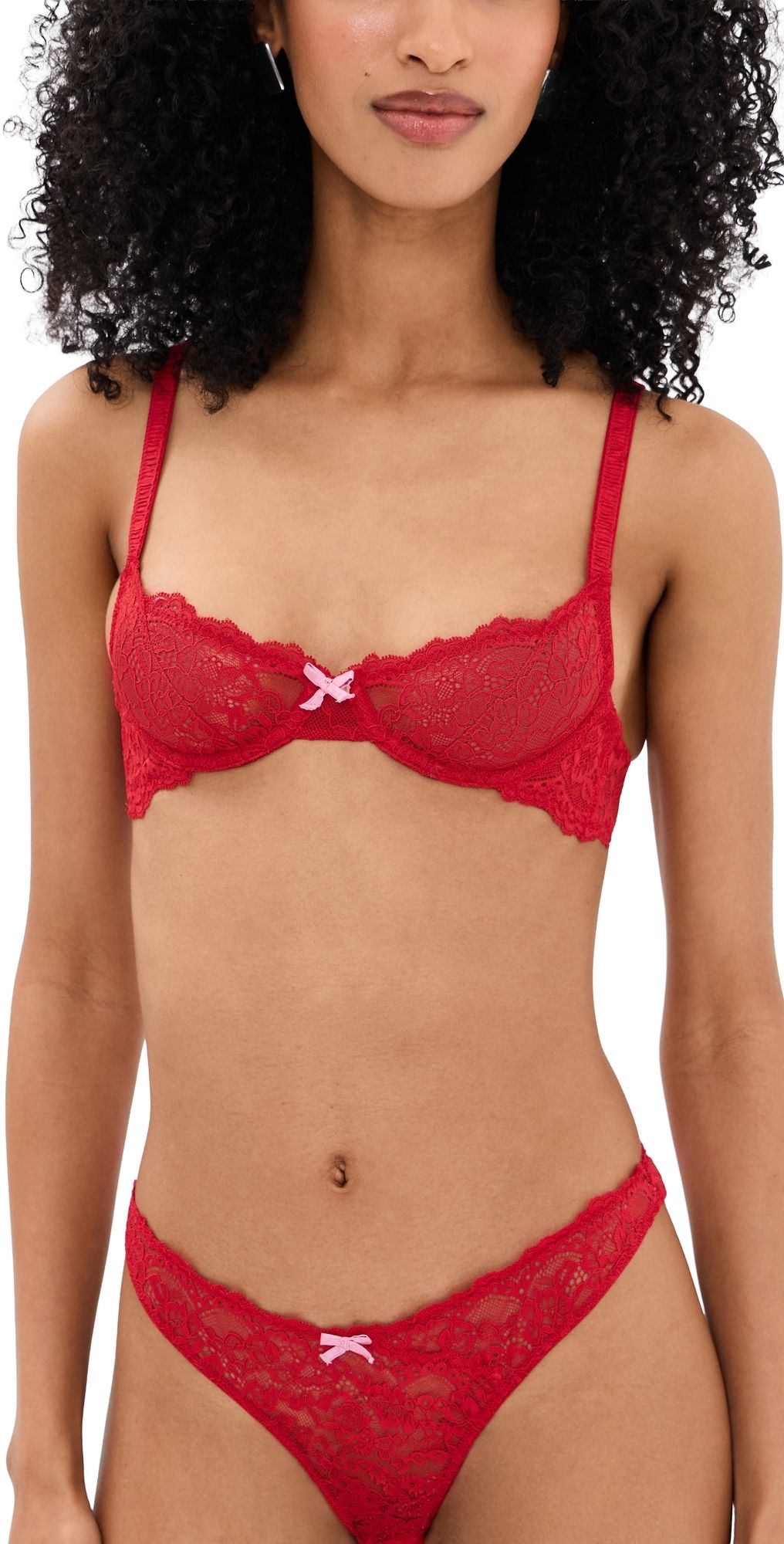 Fleur du Mal Bianca Lace Balconette Bra Rouge 34C