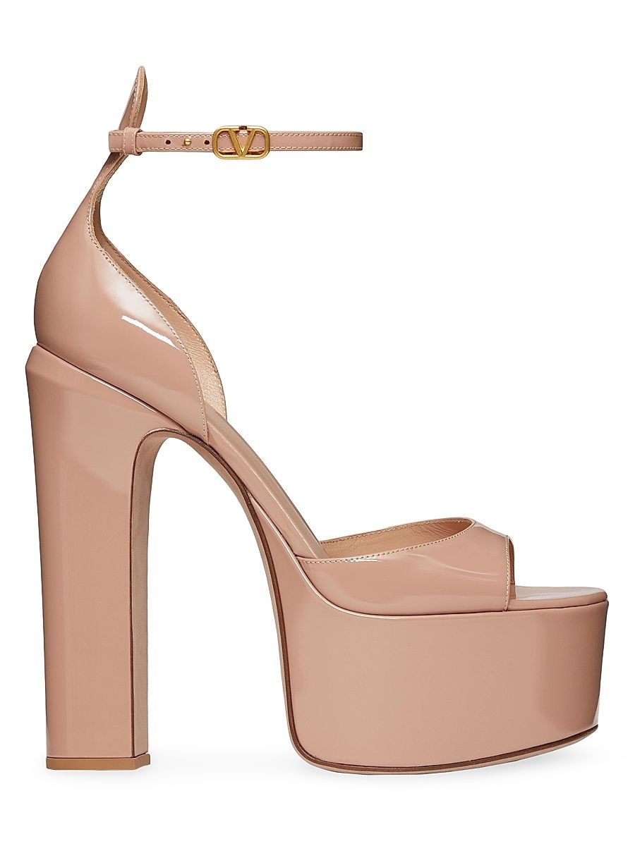 Women's Tan-Go 155MM Patent Leather Platform Sandals - Rose Canne - Size 11