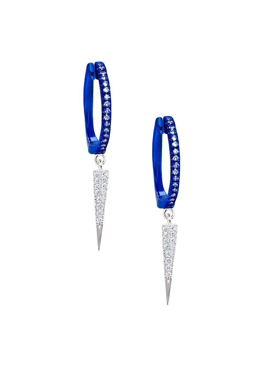 Women's Blue-Rhodium-Plated 14K White Gold & 0.14 TCW Diamond Drop Earrings - Blue