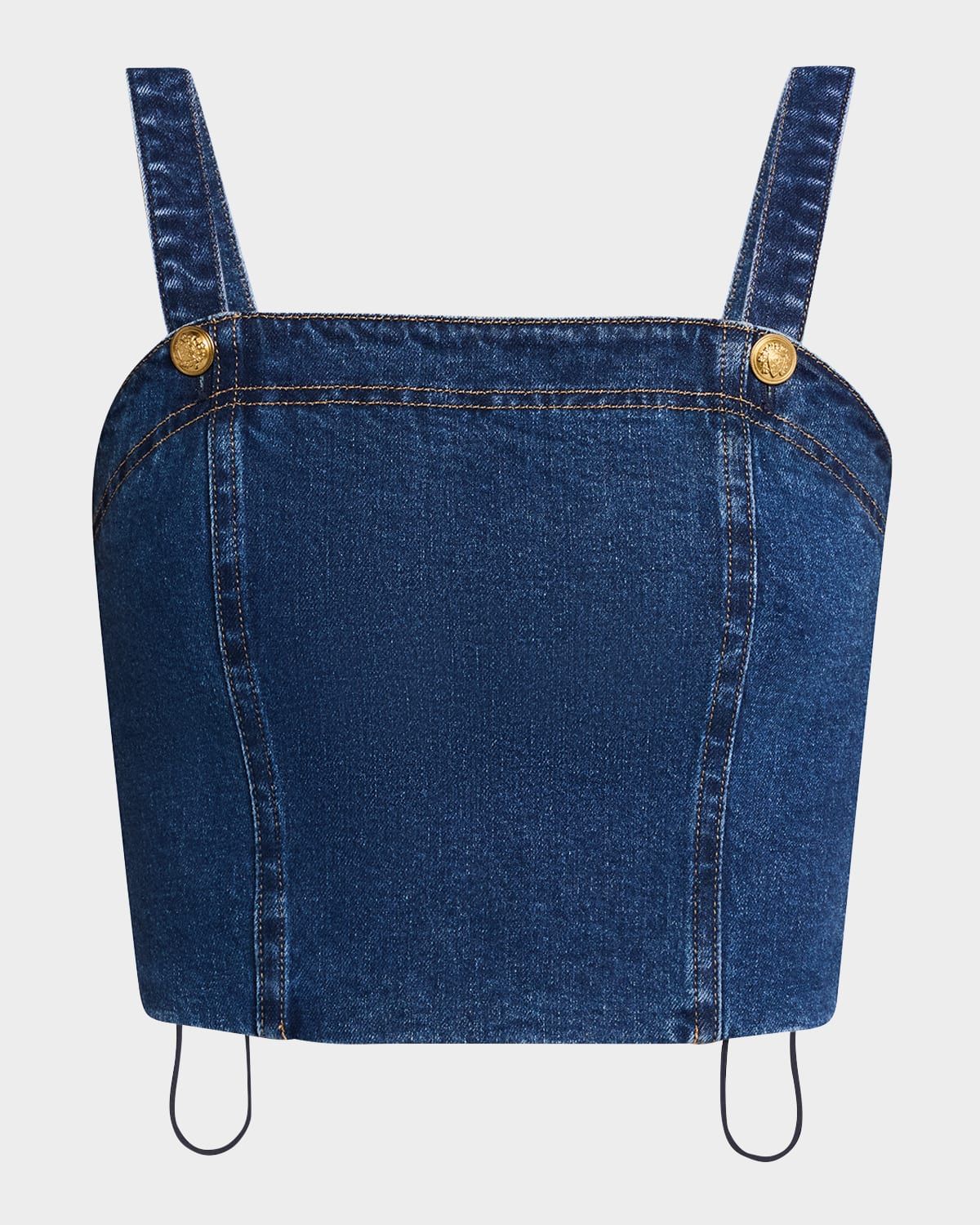 Sue Denim Bustier Cropped Top
