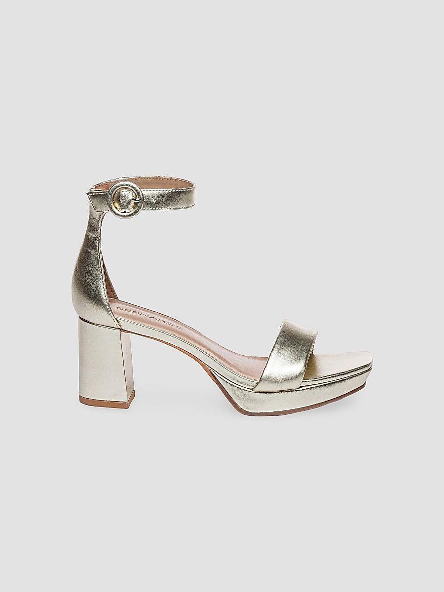Women's Carla Leather Platform Sandals - Champagne - Size 6.5