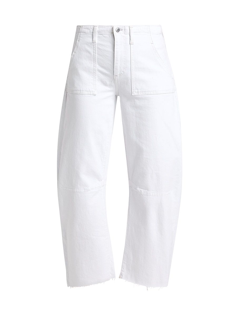 Women's Utility Soft Barrel Crop Jeans - White - Size 24