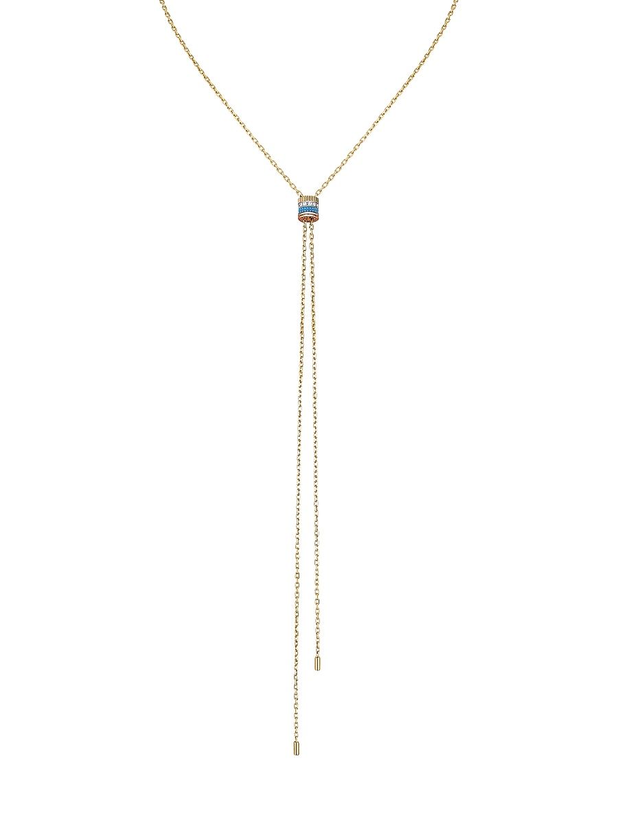 Women's Quatre Blue Edition Tri-Tone 18K Gold, 0.18 TCW Diamond & HyCeram Bolo Necklace - Gold Multi