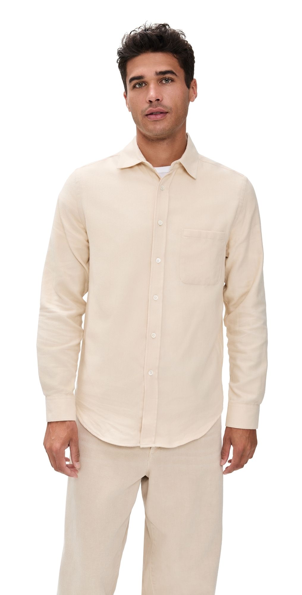 Portuguese Flannel Teca 2.0 Brushed Flannel Button Down Shirt Ecru S