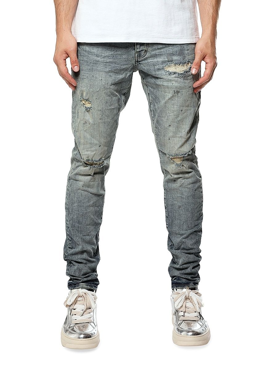 Men's Distressed Skinny Jeans - Light Indigo - Size 40