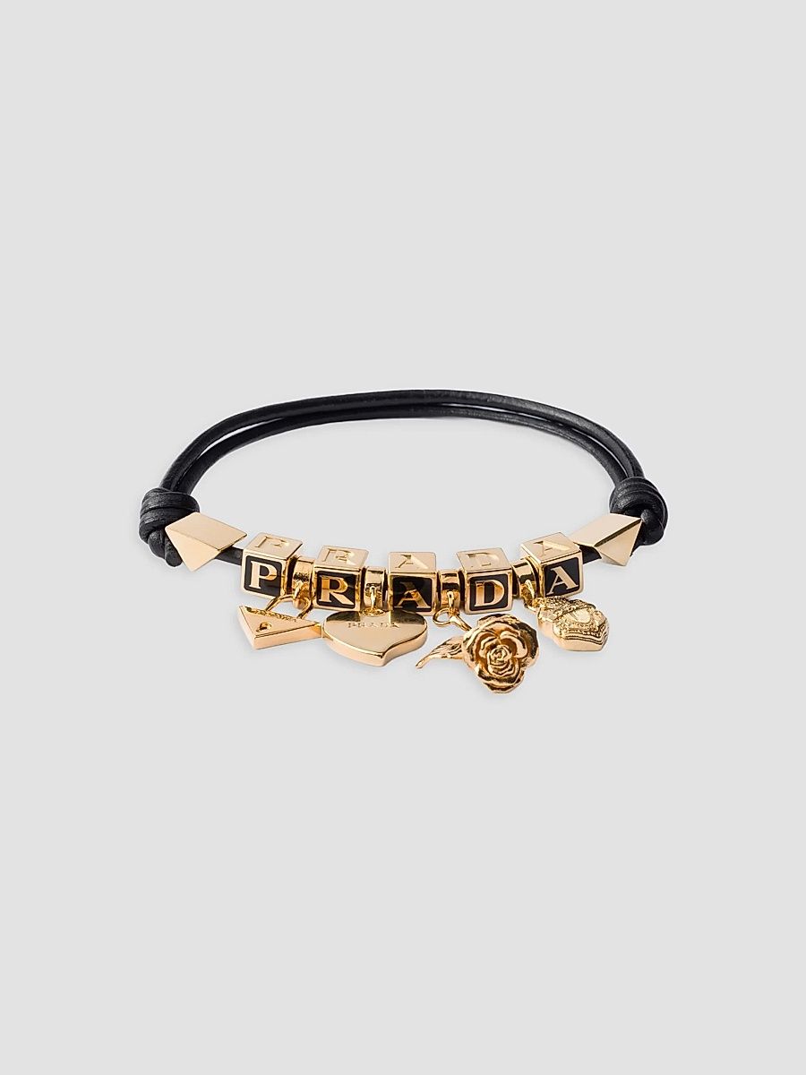 Women's Nappa Leather and Metal Bracelet - Black