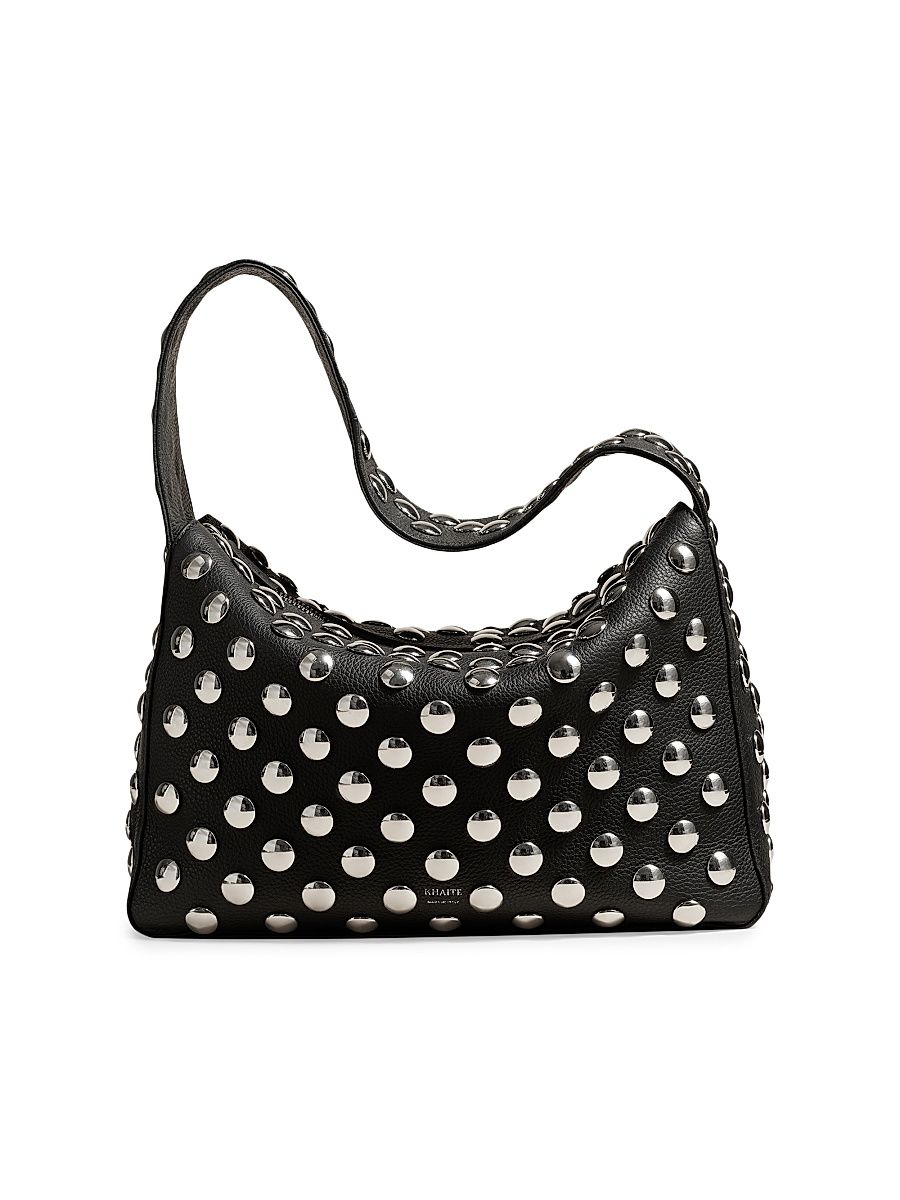 Women's Elena Studded Leather Box Shoulder Bag - Black