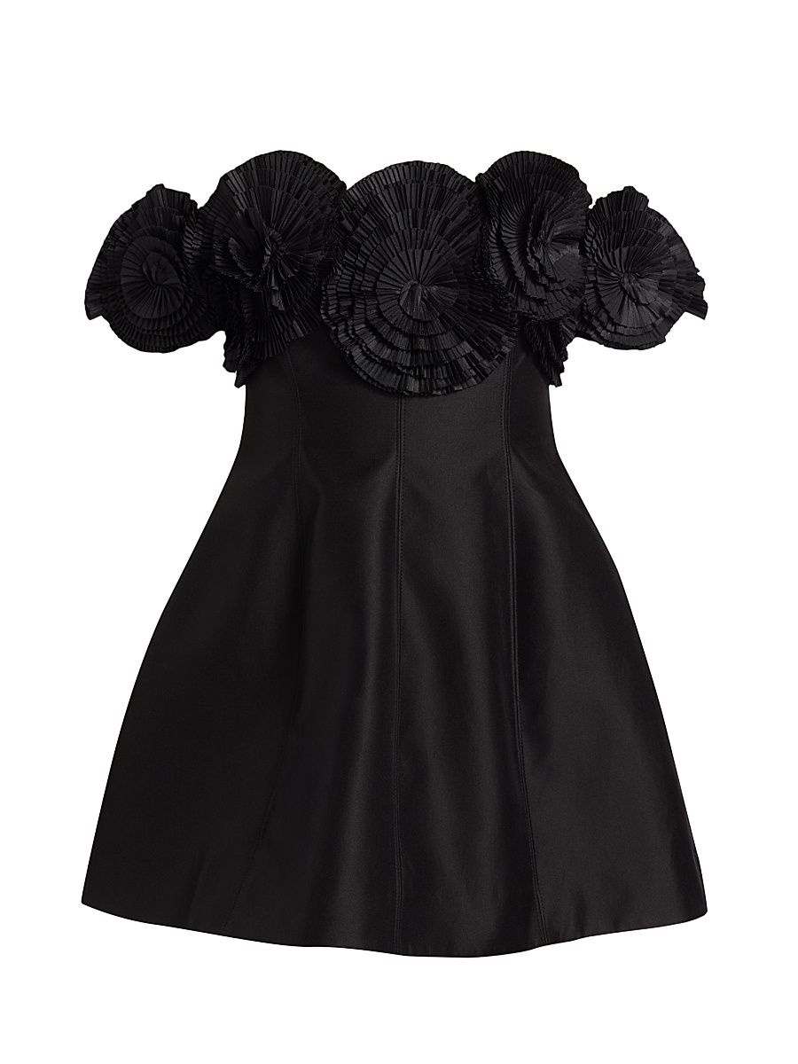 Women's Trusley Off-the-Shoulder Satin Minidress - Black - Size 8