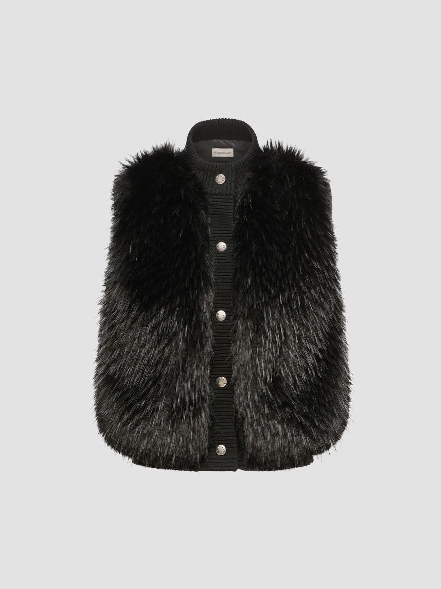 Moncler Women's Down-Filled Vest in Wool - Black - Size XS