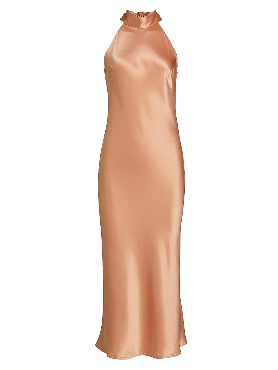 Women's Sienna Satin Halter Neck Gown - Nude - Size 12