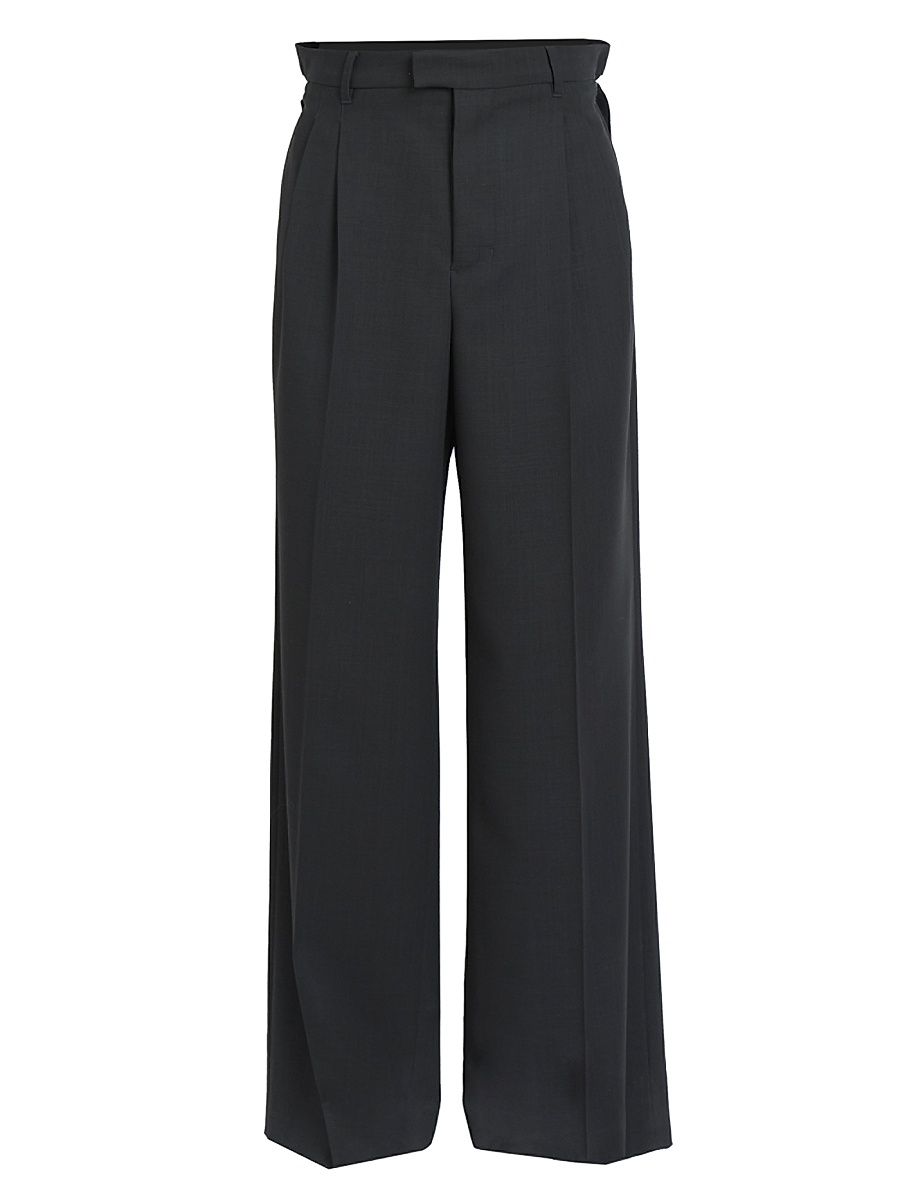 Men's Wool Wide-Leg Trousers - Anthracite - Size 36