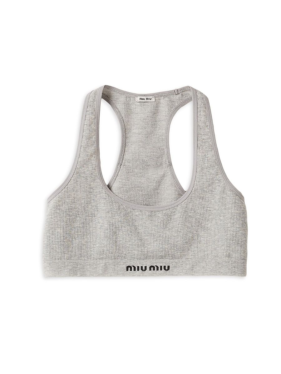 Women's Seamless Mélange Racerback Crop Top - Grey - Size XS