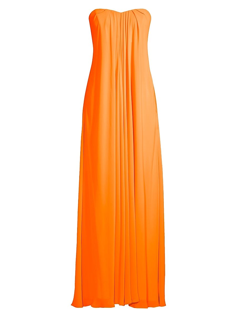 Women's Strapless Chiffon Maxi Dress - Neon Orange - Size 10
