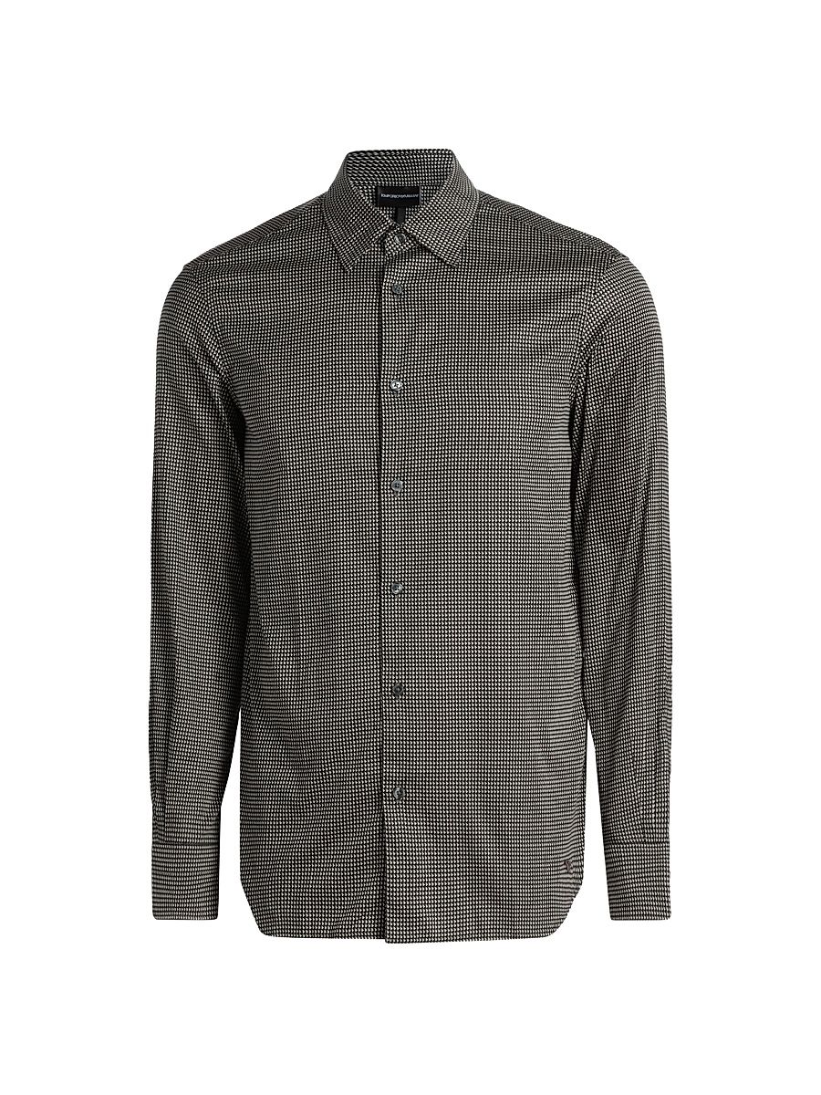 Men's Birdseye Cotton Satin Sport Shirt - Fancy Birds Eye - Size XXL