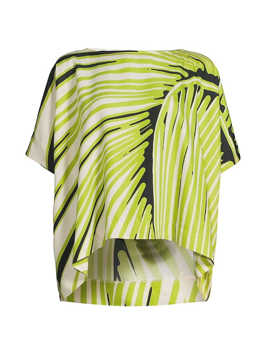 Women's Yoshinoki Printed Cotton & Silk Caftan Top - Pear - Size XL