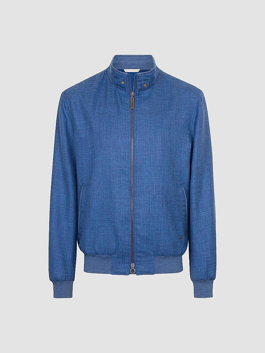 Stefano Ricci Men's Wool and Silk Blend Blouson Jacket - Blue - Size 40