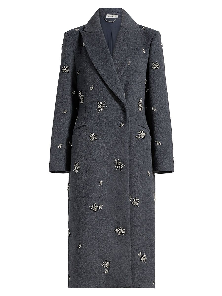 Women's Gianni Embellished Coat - Heather Grey - Size XS