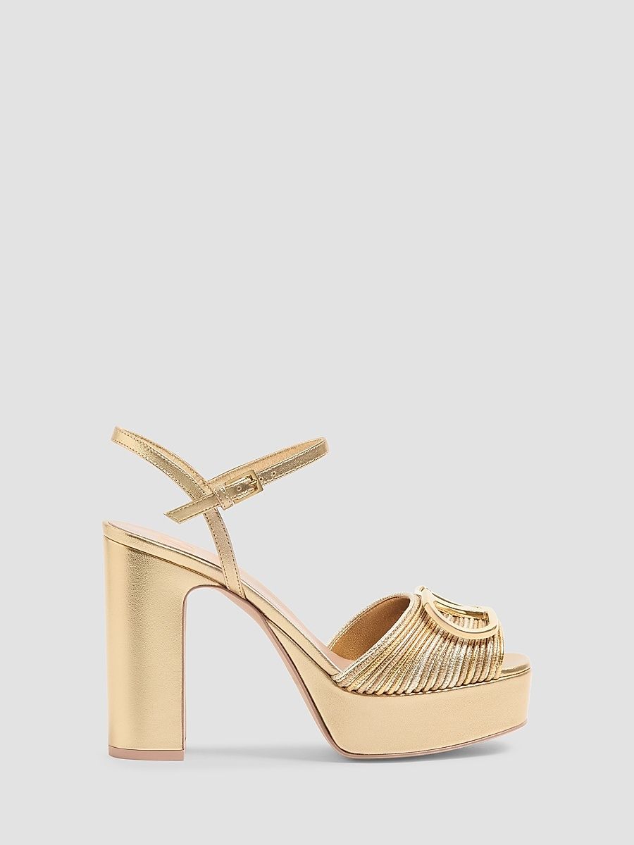 Women's VLogo Signature Metallic Platform 115MM Sandals - Gold - Size 12