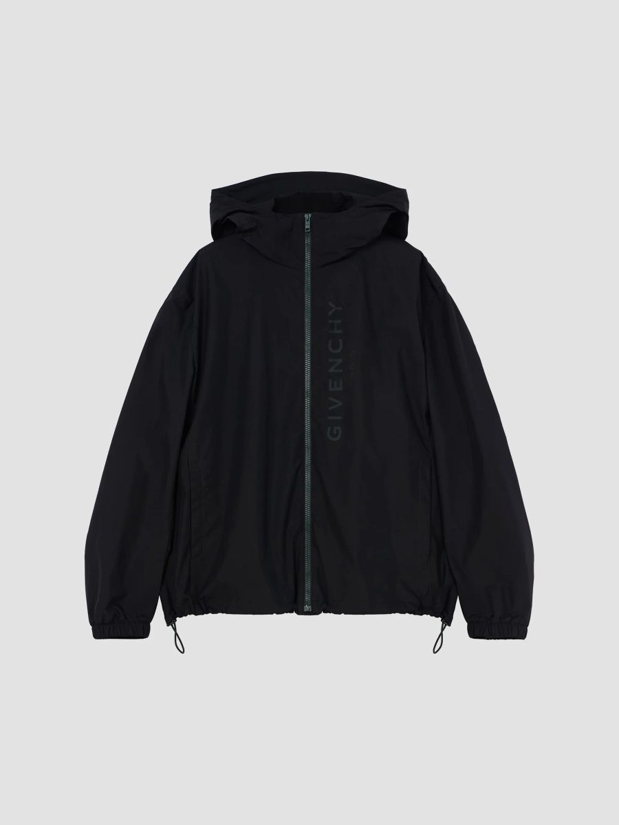 Givenchy Men's Windbreaker Jacket with Print - Black - Size 46