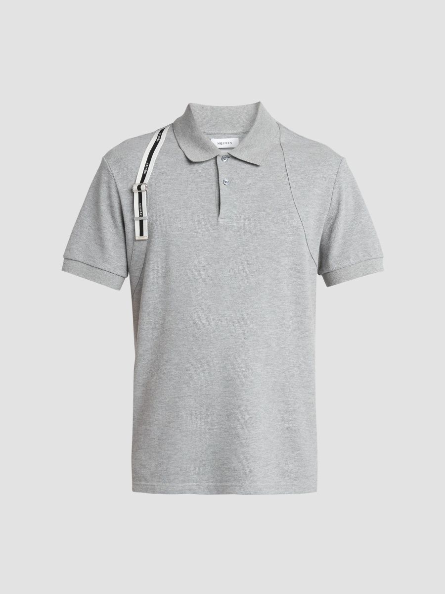 McQueen Men's Harness Cotton Polo Shirt - Graphite - Size XXL
