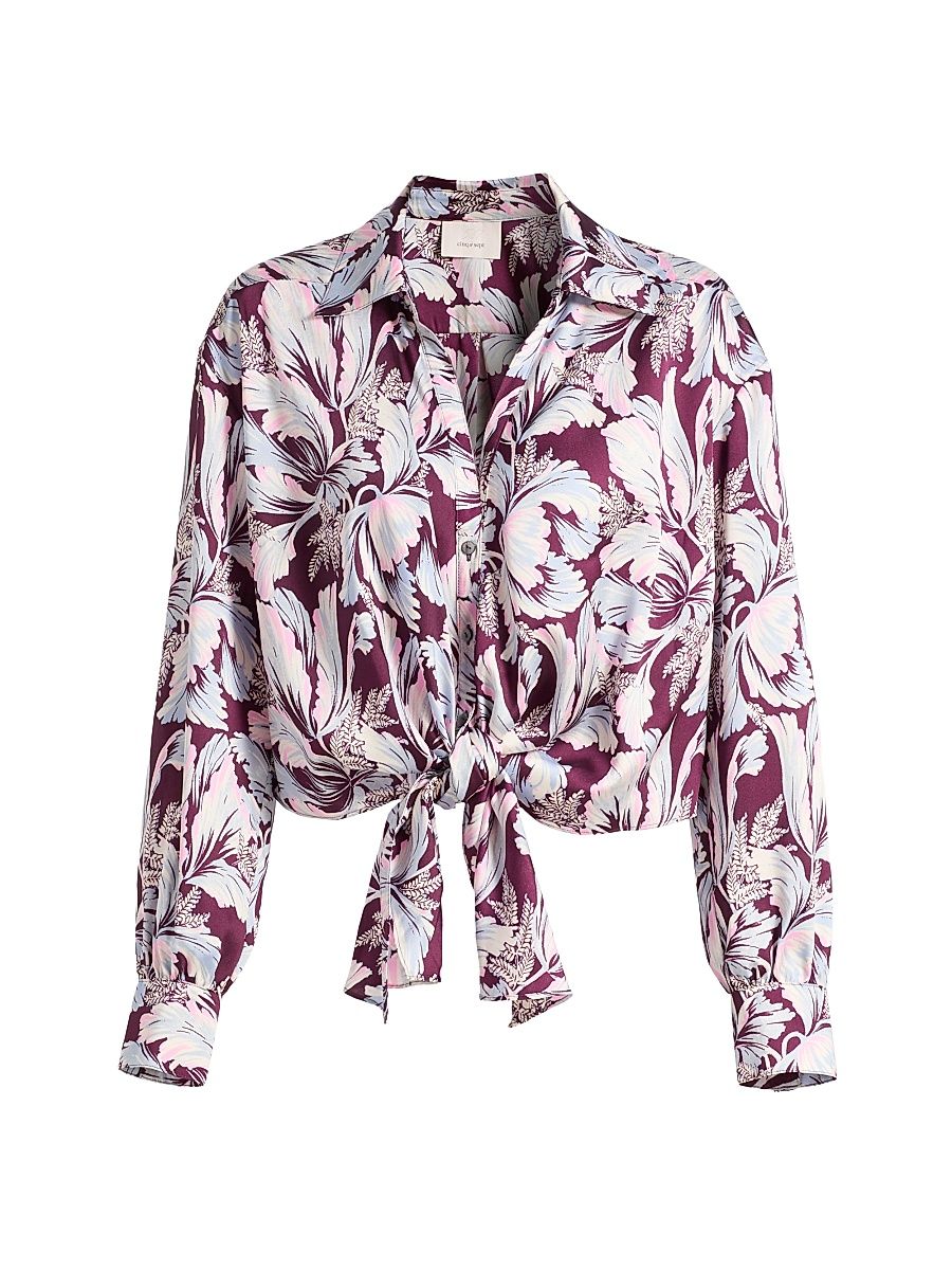 Women's Marianna Tulip-Print Shirt - Deep Plum Multi - Size XL