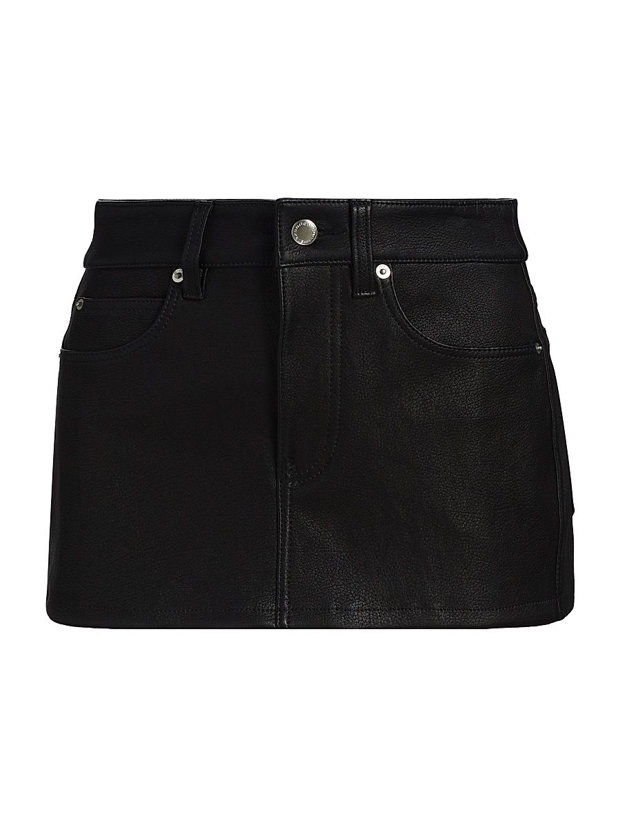 Women's Leather Mid-Rise Mini Skort - Black - Size 12