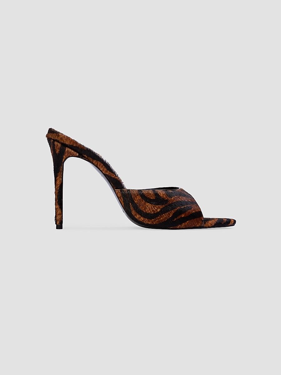 Women's Jazz 100MM Pony Hair Mules - Brown Zebra - Size 12