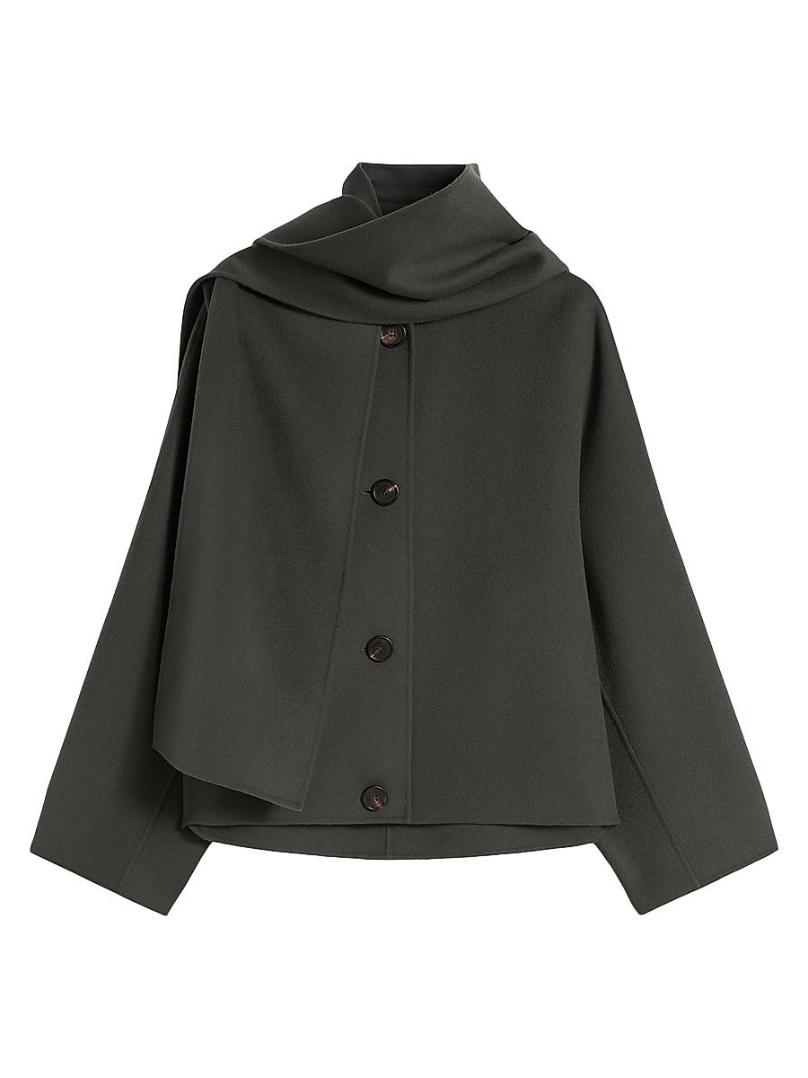 Women's Cropped Jacket in Double Sided Wool - Green - Size 8