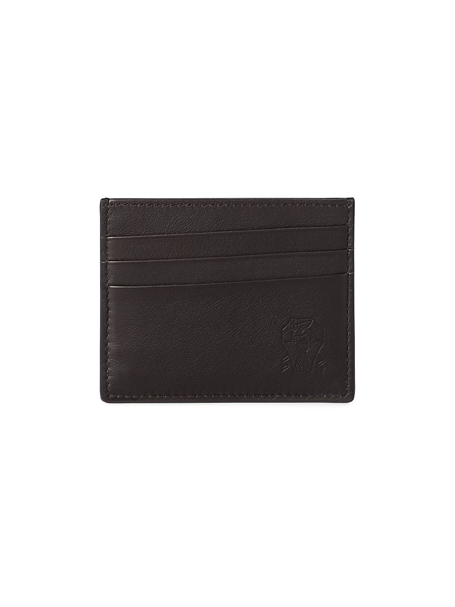 Men's Smooth Calfskin Card Holder - Rust Brown