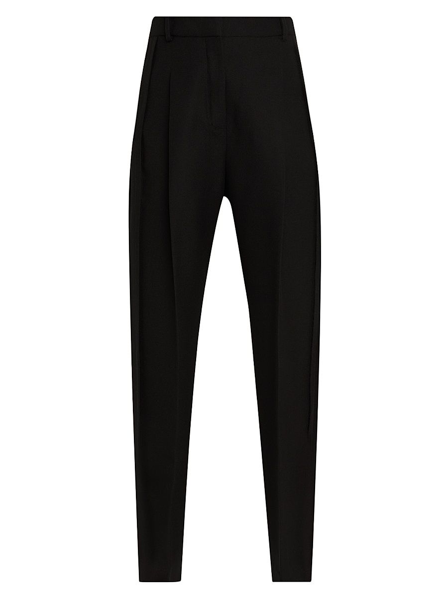 Women's Cigarette Wool Slit Trousers - Black - Size 8