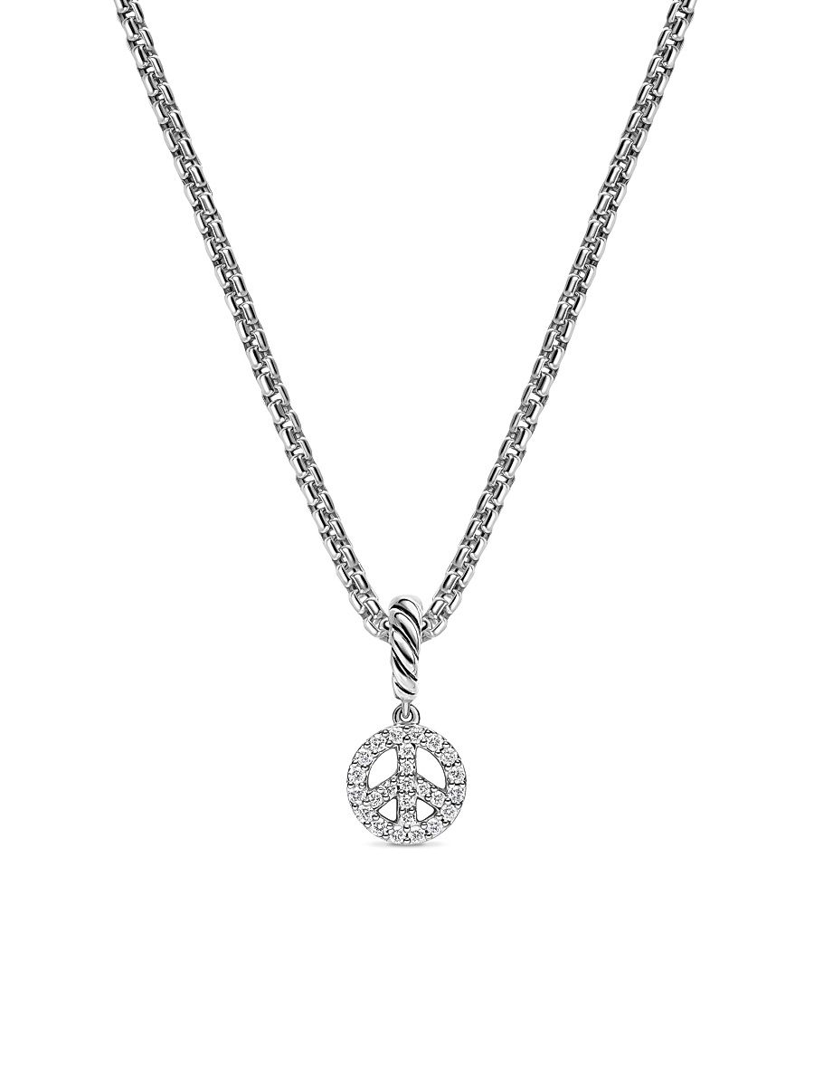 Women's Micro Pavé Peace Sign Amulet in Sterling Silver with Diamonds, 7.6MM - Diamond
