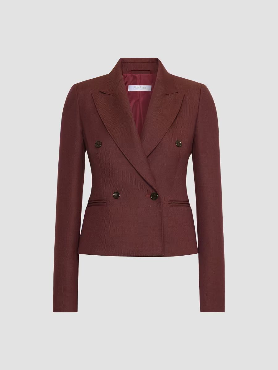 Max Mara Women's Denim Effect Wool Double Breasted Jacket - Rust - Size 16