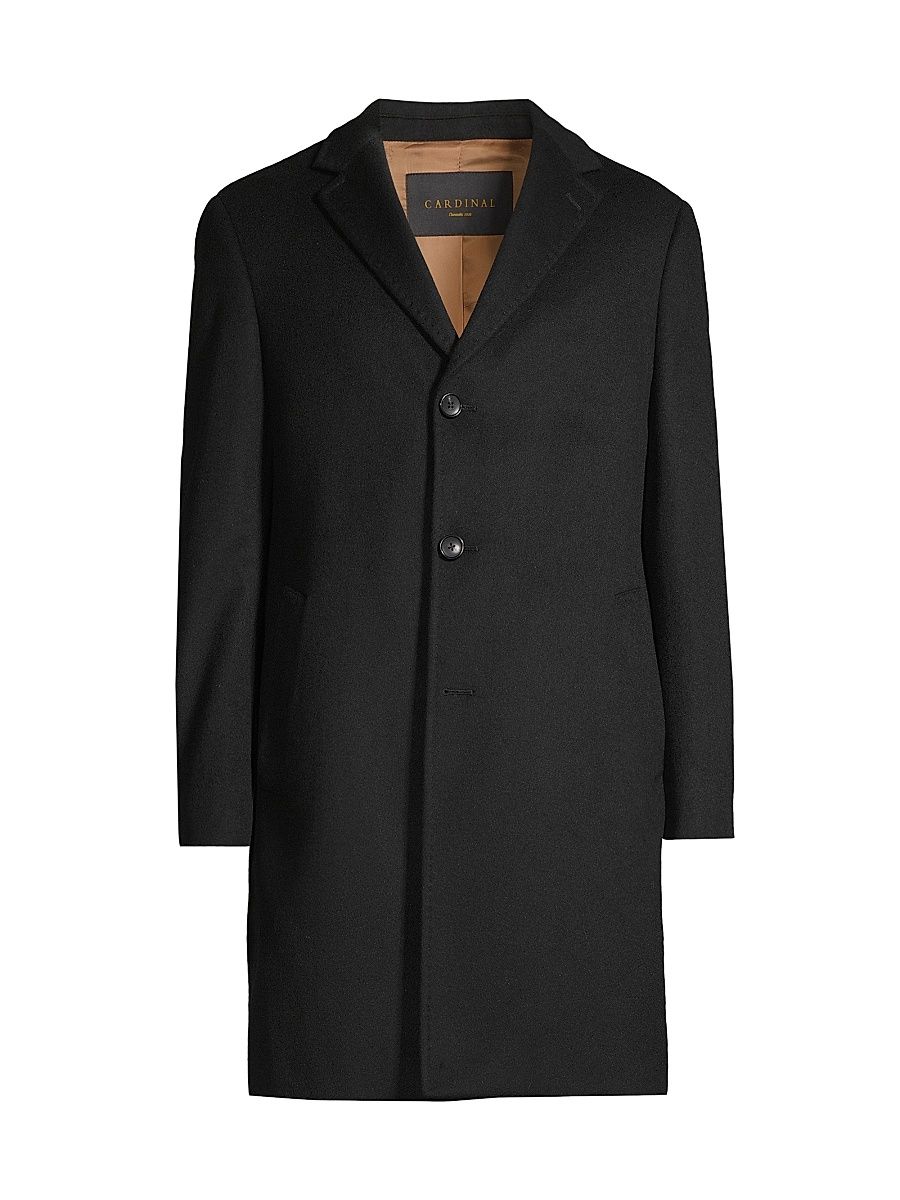 Men's Pierre Cashmere Topcoat - Black - Size 48